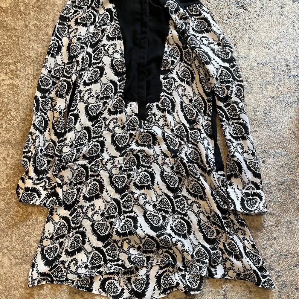 A.L.C. Silk Mini Dress Black and White XS